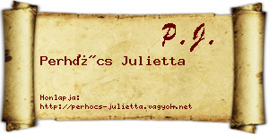 Perhócs Julietta névjegykártya